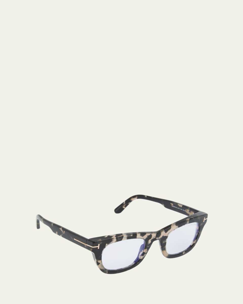Grey Havana Blue Blocking Square Acetate Glasses